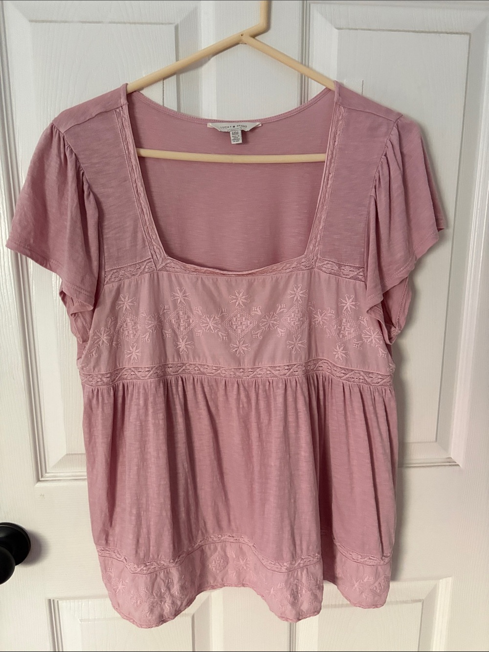 Lucky brand pink embroidered top